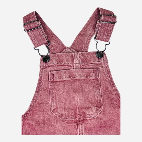 Girls Pink Denim Overall Dress Adjustable Straps Front Pocket Jumper New Size 4T - Picture 5 of 8